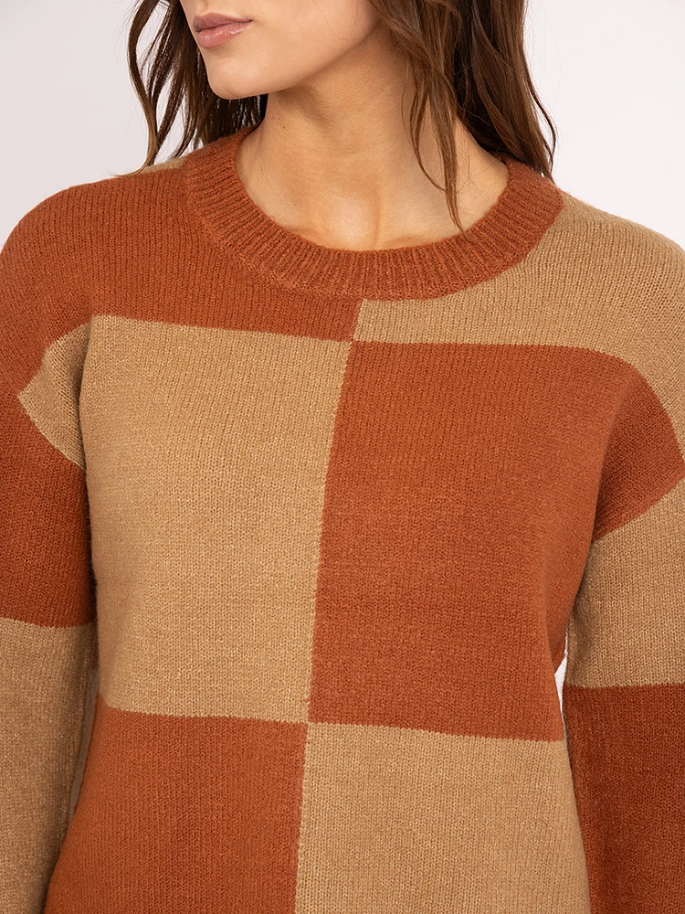 luciana crew neck plaid sweater