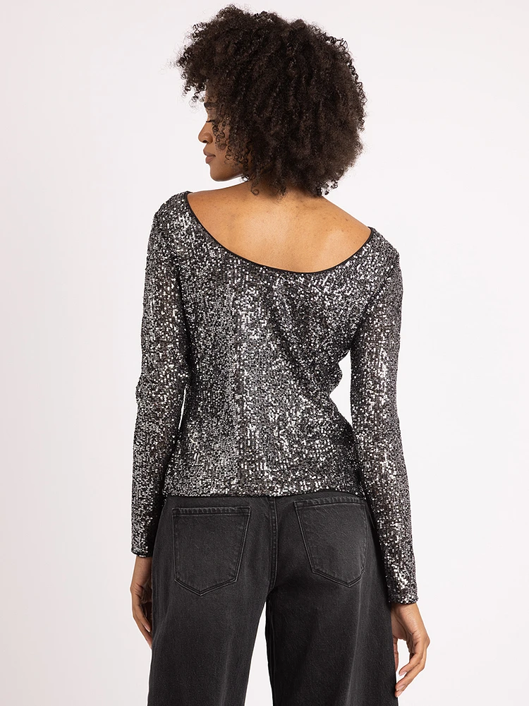 marilyn boatneck sequin top