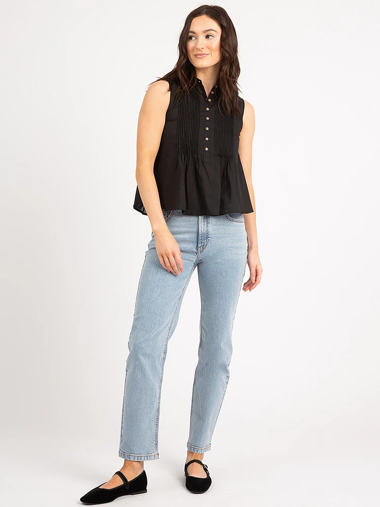 shaina sleeveless pintuck blouse