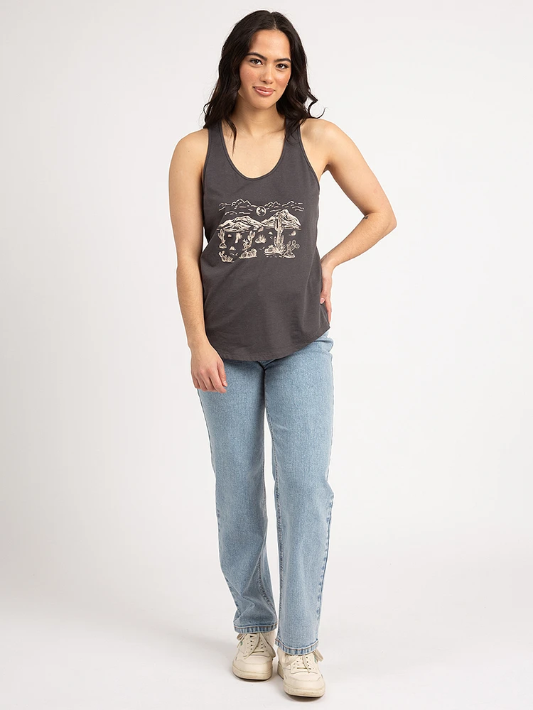 desert scene graphic tank top