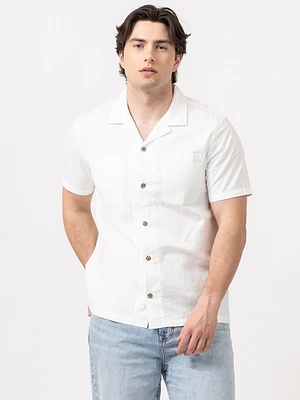 isaac stripe textured 2 pkt camp collar shirt