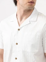 isaac stripe textured 2 pkt camp collar shirt