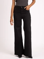 high rise wide leg flare jean black