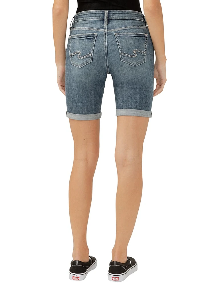 Elyse Mid Rise Luxe Stretch Bermuda Shorts