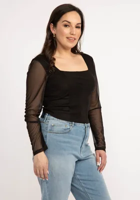 cheryl mesh corset long sleeve top