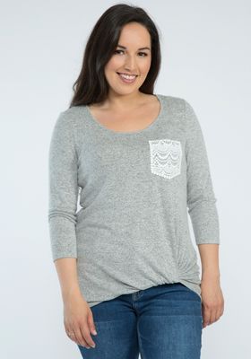 maeve knot front 3/4 sleeve tee