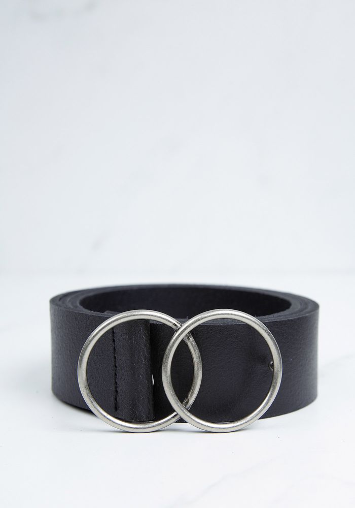 women's leather belt with double o buckle