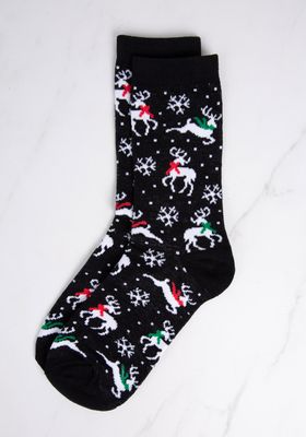 women's reindeer crew socks