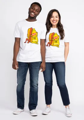 mustard and hot dog graphic t-shirt