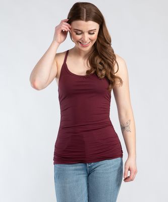 ally scoop neck ruched side tank top