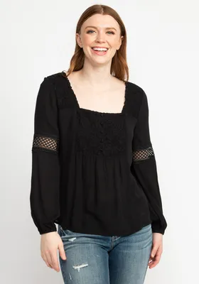 maggie square neck lace trimmed blouse