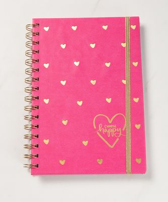 pink and gold spiral notebook