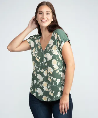 reece 1/4 zip short sleeve blouse