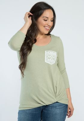 maeve knot front 3/4 sleeve tee