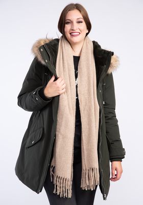 recycled poly scarf with frayed edge