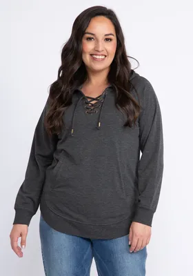 julien lace up hooded popover