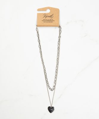 layered heart chain necklace