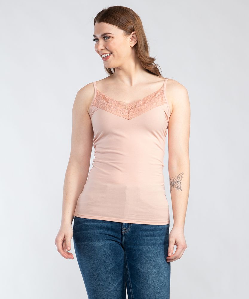 Bootlegger Lexxi rose cloud lace v neck tank top | Willowbrook Shopping  Centre