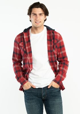 long sleeve flannel shirt with hood