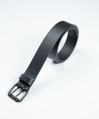 matt black double prong buckle belt