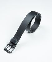 men's matt black silver belt with double prong buckle