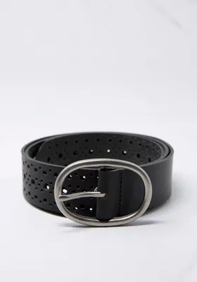 women's leather belt with cut details