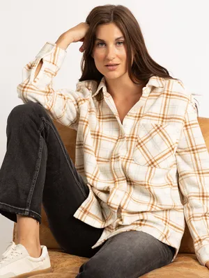 dinah button front fleece shirt