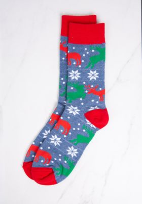 men's reindeer crew socks