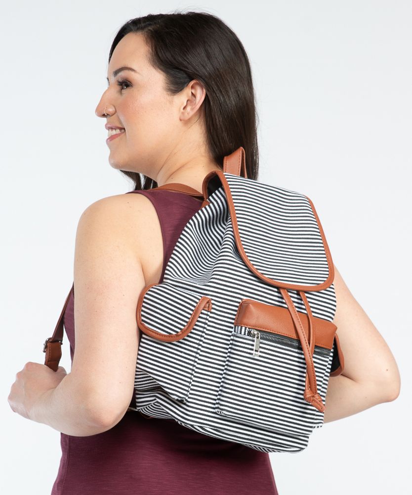 stripe canvas backpack
