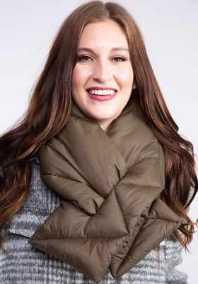 quilted puffer pull-through scarf