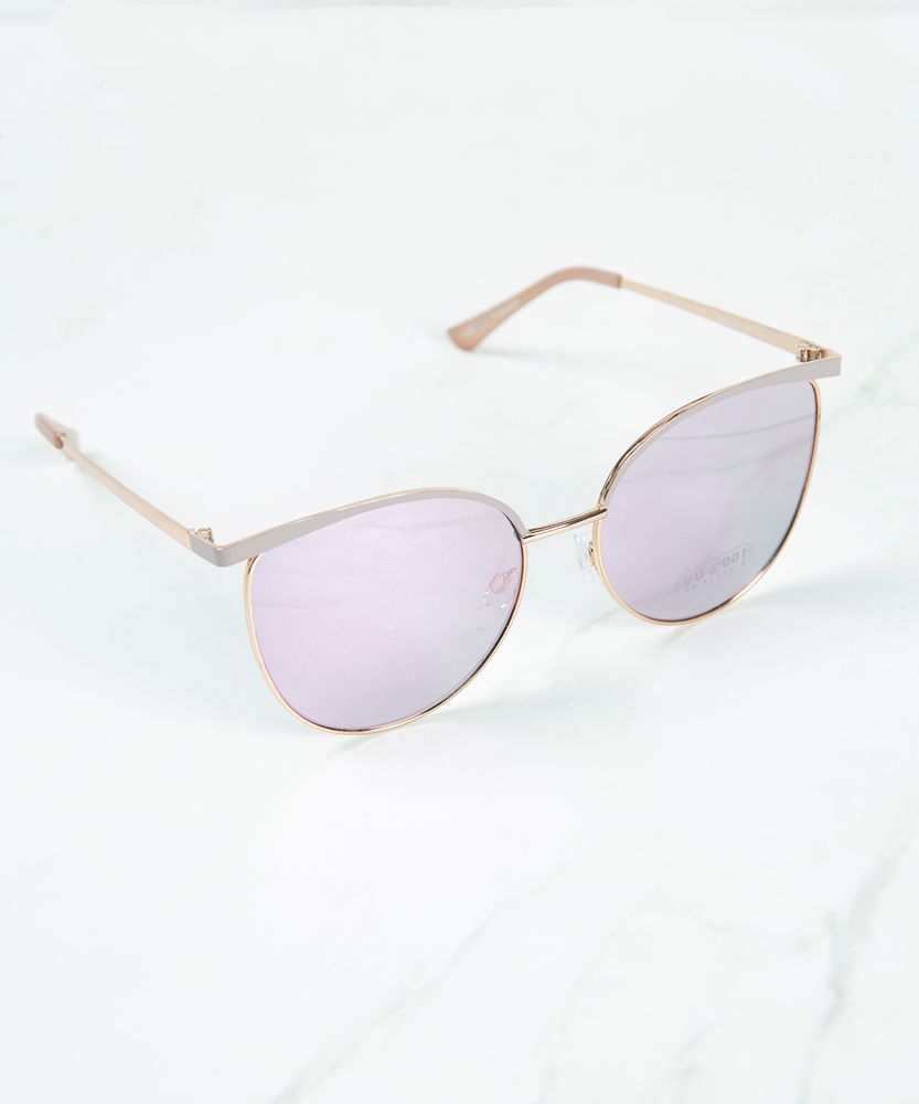 pink metal cateye sunglasses