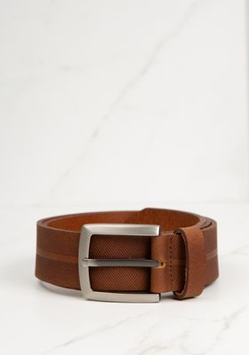 men's leather belt w embossed design