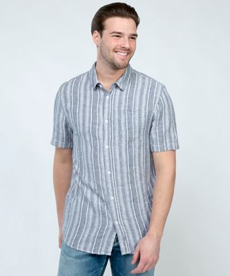 wallace stripe button front shirt