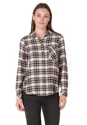 plaid textured button front shirt