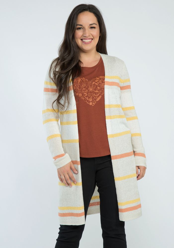 mitzy open front striped cardigan