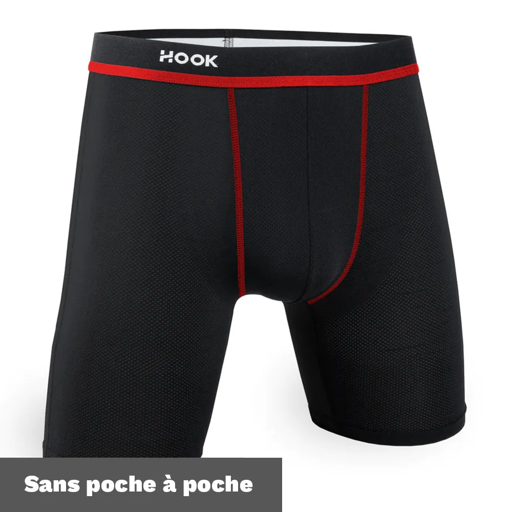 Boxer long Hook Freedom Renew Noir et rouge