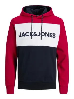 Chandail à capuchon Jack & Jones Logo Blocking Tango Red