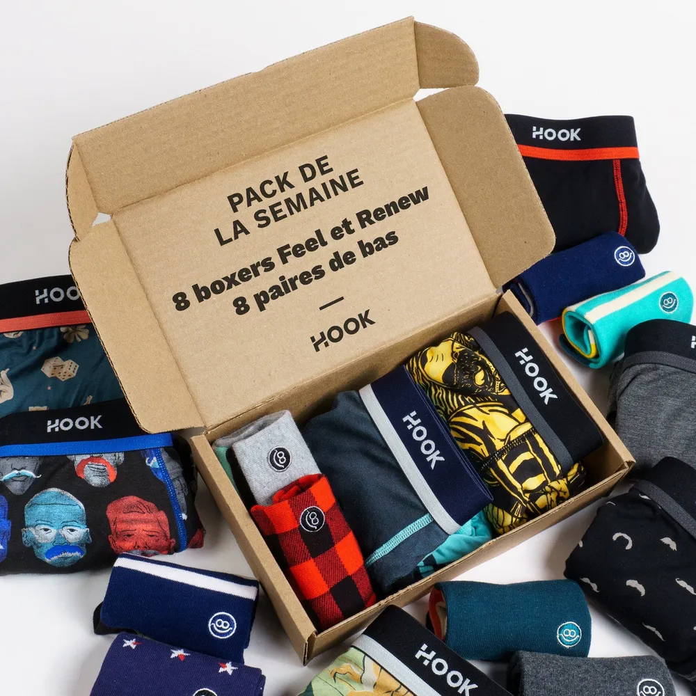 Hook Feel et Renew - Pack de la semaine : 8 boxers paires bas