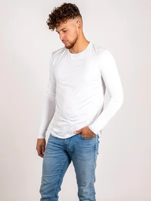 Nu t-shirt manches longues en bambou blanc