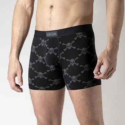 Boxer Bodyskin Lucky avec poche noir têtes de morts