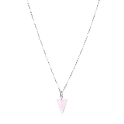 Necklace – Rose quartz triangle