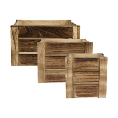 Boîtes carrées en bois naturel