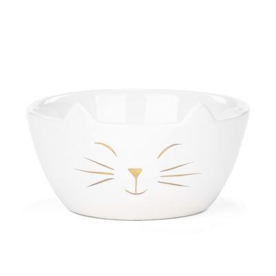 White cat patterned bowl