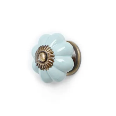 Ceramic knob – Blue and brushed gold