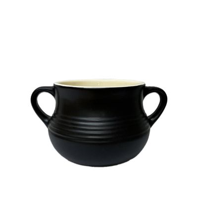 Vintage black bowl for onion soup