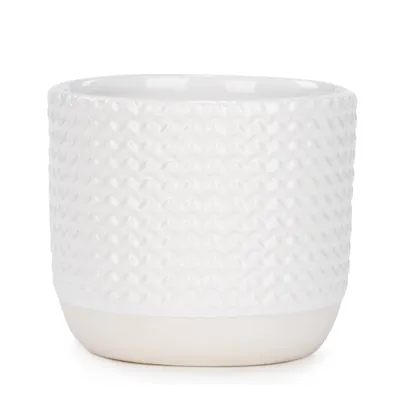 Glossy white ceramic pot