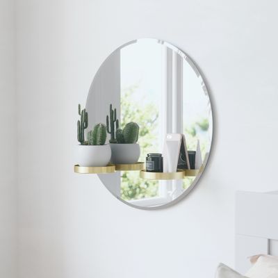 Round mirror with shelves – Perch
