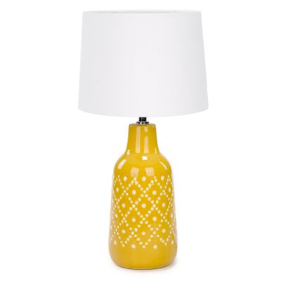 Lampe de table base jaune à motif géo