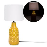 Lampe de table base jaune à motif géo