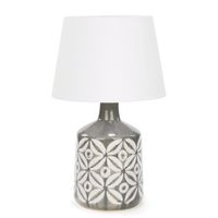 Lampe de table base grise à motif floral